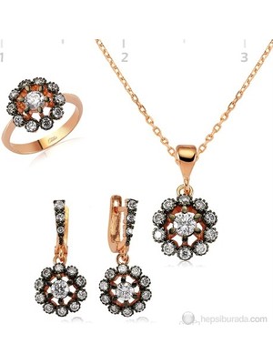 Inure Jewelry Rose Kaplama Çiçek Set (TKTSST0460089) - Özel Set