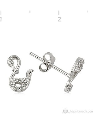 Inure Jewelry Inure Jewelry Gümüş Zirkon Taşlı Kuğu Küpe