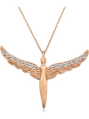 Inure Jewelry Gümüş Rose Kanatlı Melek Kadın Kolye