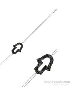 Inure Jewelry Gümüş Siyah Fatma Eli Bayan Bileklik