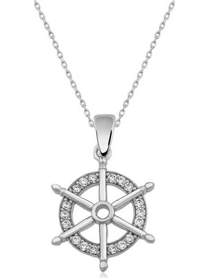 Inure Jewelry Gümüş Gemi Dümeni Kolye