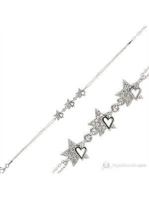 Inure Jewelry Inure Jewelry Zirkon Taşlı Kalpli Yıldız Bileklik