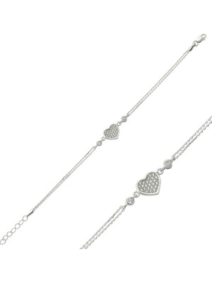 Inure Jewelry Inure Jewelry Gümüş Rodyum Kaplama Kalp Bileklik