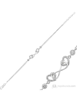 Inure Jewelry Zirkon Taşlı Kalpli Sonsuzluk Bileklik