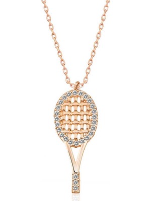 Inure Jewelry Gümüş Rose Tenis Raketi Bayan Kolye
