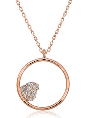 Inure Jewelry Gümüş Kalp Detaylı Halka Kolye