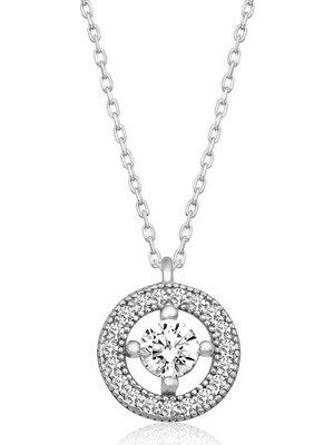 Inure Jewelry Gümüş Minimal Yuvarlak Tektaş Kadın Kolye