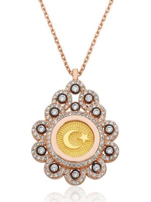 Inure Jewelry Inure Jewelry Gümüş Damla Çerçeveli Ay Yıldız Bayan Kolye