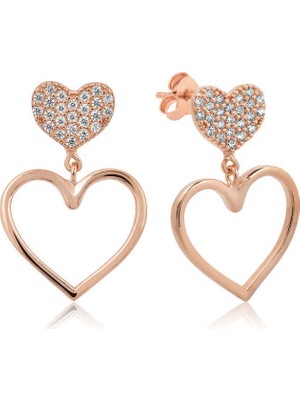 Inure Jewelry Gümüş Kalpli Bayan Küpe