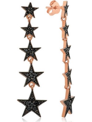 Inure Jewelry Gümüş Sıralı Yıldızlar Küpe