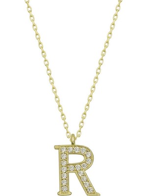 Inure Jewelry Gümüş Gold R Harfi Kadın Kolye
