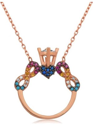 Inure Jewelry Inure Jewelry Gümüş Tektaş Sonsuz Aşk Kolye