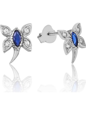 Inure Jewelry Inure Jewelry Gümüş Mavi Kelebek Küpe