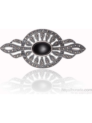 Inure Jewelry Inure Jewelry Silver Gümüş Markazit Ve Onix Taşlı Broş