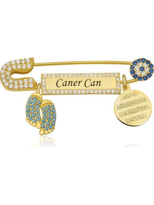 Inure Jewelry Gümüş Isimli Bebek Yaka Iğnesi