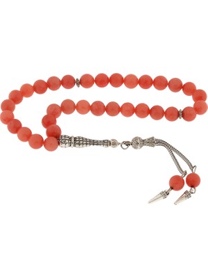 Inure Jewelry  Doğaltaş Metal Püsküllü Pembe Yeşim Taşı Tesbih