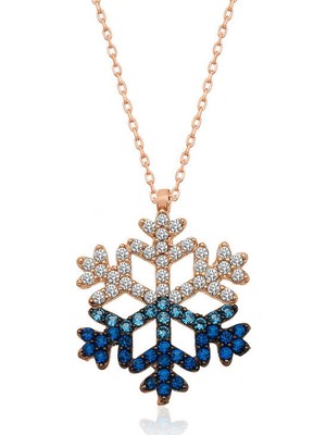 Inure Jewelry Gümüş Mavi Taşlı Kar Tanesi Kolye