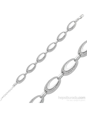 Inure Jewelry Gümüş Taşlı Oval Bayan Bileklik