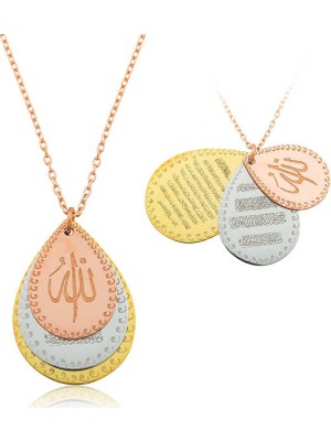 Inure Jewelry ​gümüş Ayetel Kürsi, Nazar Ayeti ve Allah Yazılı Bayan Kolye
