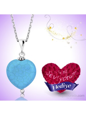 Inure Jewelry Inure Jewelry Gümüş Turkuaz Doğal Taş Kalp Kolye
