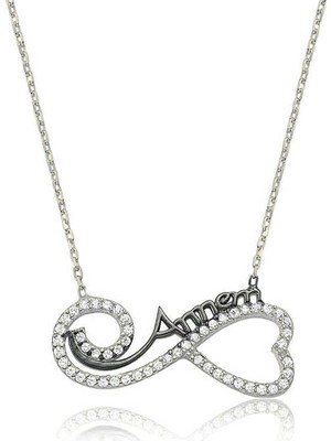 Inure Jewelry Gümüş Kalpli Sonsuzluk Annem Kolye