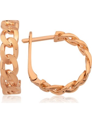 Inure Jewelry Gümüş Zincir Desenli Halka Küpe
