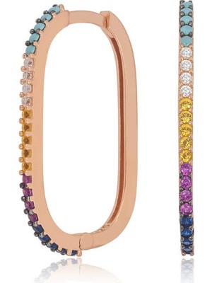 Inure Jewelry Gümüş Mix Taşlı Halka Küpe