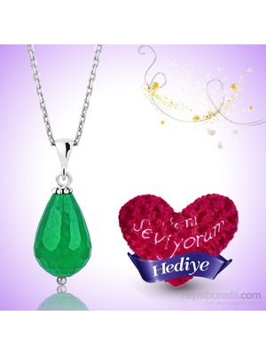 Inure Jewelry Inure Jewelry Silver Gümüş Fasetli Yeşim Doğal Taş Kolye