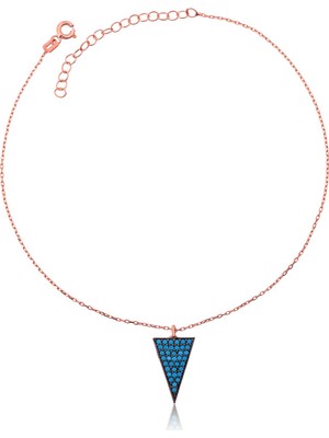 Inure Jewelry Gümüş Rose Mavi Üçgen Halhal