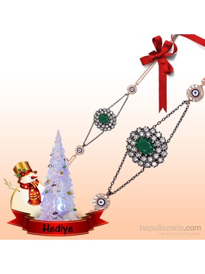Inure Jewelry Inure Jewelry Gümüş Mat Yeşil Taşlı Otantik Bileklik