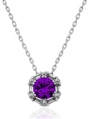 Inure Jewelry Gümüş Menekşe Moru Baget Taşlı Kadın Kolye