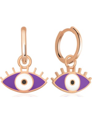 Inure Jewelry Gümüş Fosforlu Mor Göz Küpe