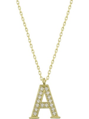 Inure Jewelry Gümüş 3 Boyutlu A Harf Kadın Kolye