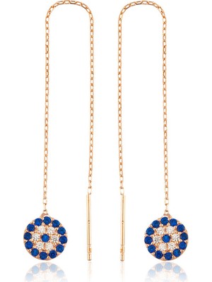 Inure Jewelry Inure Jewelry Gümüş Zincirli Nazar Küpe