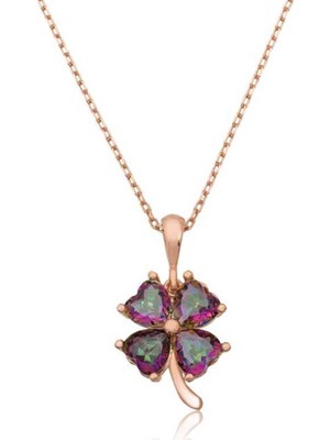 Inure Jewelry Inure Jewelry Gümüş Mistik Topaz Yonca Kolye