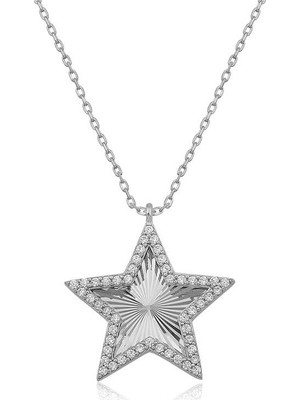 Inure Jewelry Gümüş Fırfır Desenli Yıldız Bayan Kolye