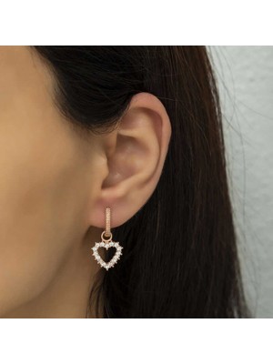Inure Jewelry Gümüş Halka Kalp Bayan Küpe