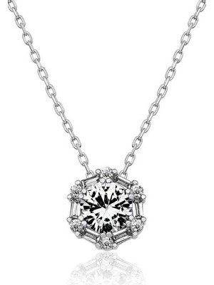 Inure Jewelry Gümüş Buz Beyazı Baget Taşlı Kadın Kolye