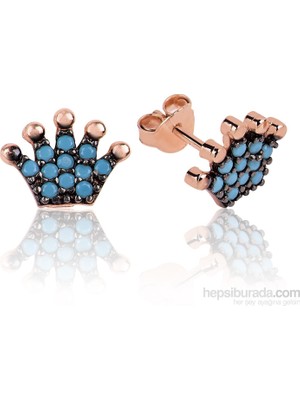 Inure Jewelry Inure Jewelry Silver Gümüş Firuze Taşlı Kraliçe Tacı Küpe