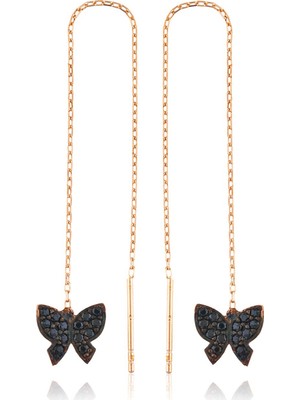 Inure Jewelry Inure Jewelry Gümüş Zincirli Kelebek Küpe