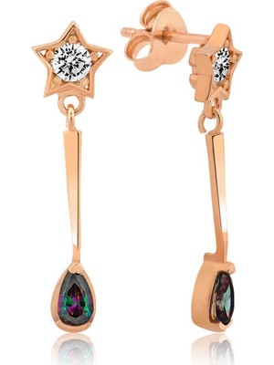 Inure Jewelry Gümüş Yıldızlı Damla Bayan Küpe