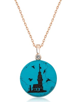 Inure Jewelry ​gümüş Kız Kulesi Manzaralı Bayan Kolye