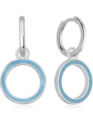 Inure Jewelry Gümüş Fosforlu Mavi Oval Küpe