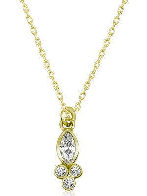 Inure Jewelry Gümüş Çiğ Damlası Mekik Tektaş Bayan Kolye