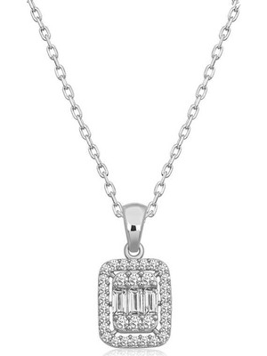Inure Jewelry Gümüş Baget Taşlı Kadın Kolye