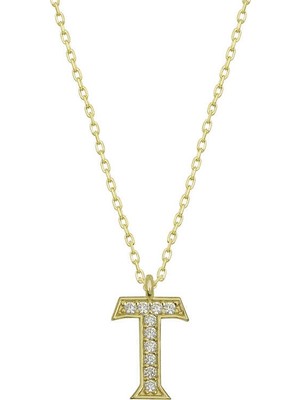 Inure Jewelry Gümüş Gold T Harfi Kadın Kolye