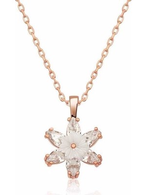Inure Jewelry Gümüş Beyaz Lotus Çiçeği Kolye