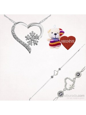 Inure Jewelry Inure Jewelry Gümüş Kar Tanesi Kalp Kolye