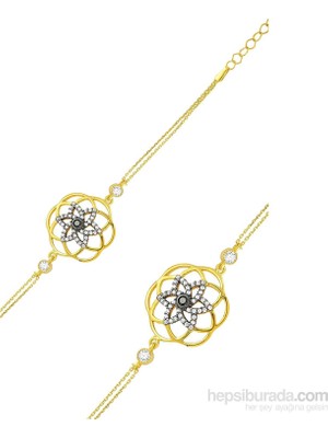 Inure Jewelry Gümüş Gold Sarı Yaşam Çiçeği Bayan Bileklik