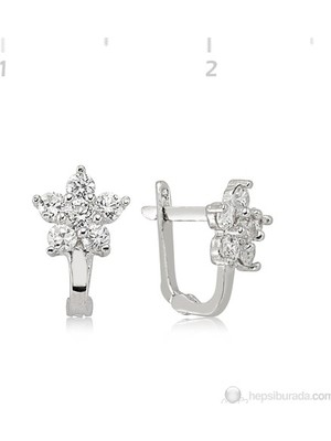 Inure Jewelry Inure Jewelry Zirkon Taşlı Gümüş Çiçek Küpe